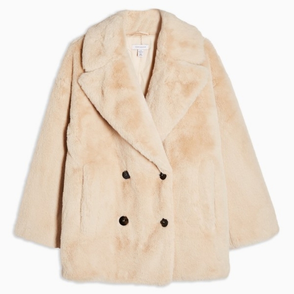 NWT Faux Fux Double Breasted Coat - Picture 3 of 15